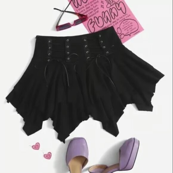 little goth gothic witchy pixie jagged hem S mini skirt nwot - Picture 1 of 4